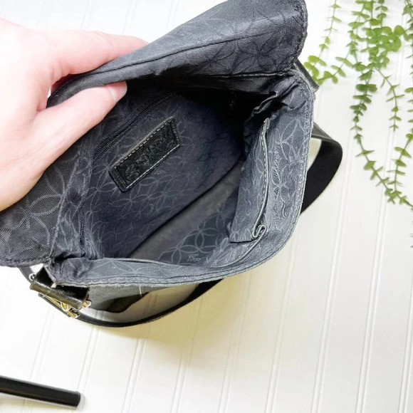 Y2K Fossil Black Leather Crossbody Bag with Lots of Pockets - Picture 9 of 10